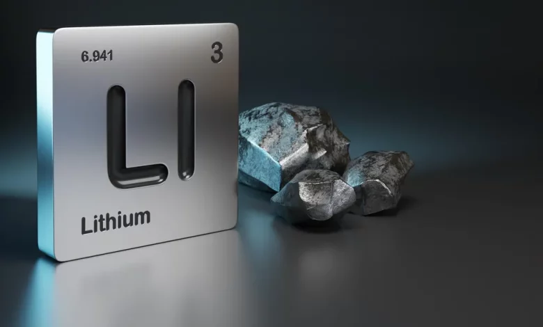 Picture of lithium, chemical symbol Li